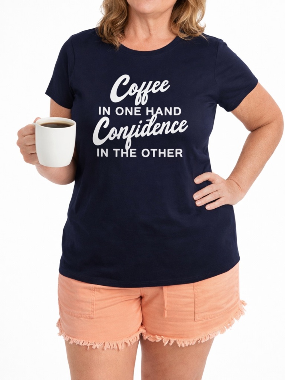 Women's Black Graphic Tee - Coffee Confidence